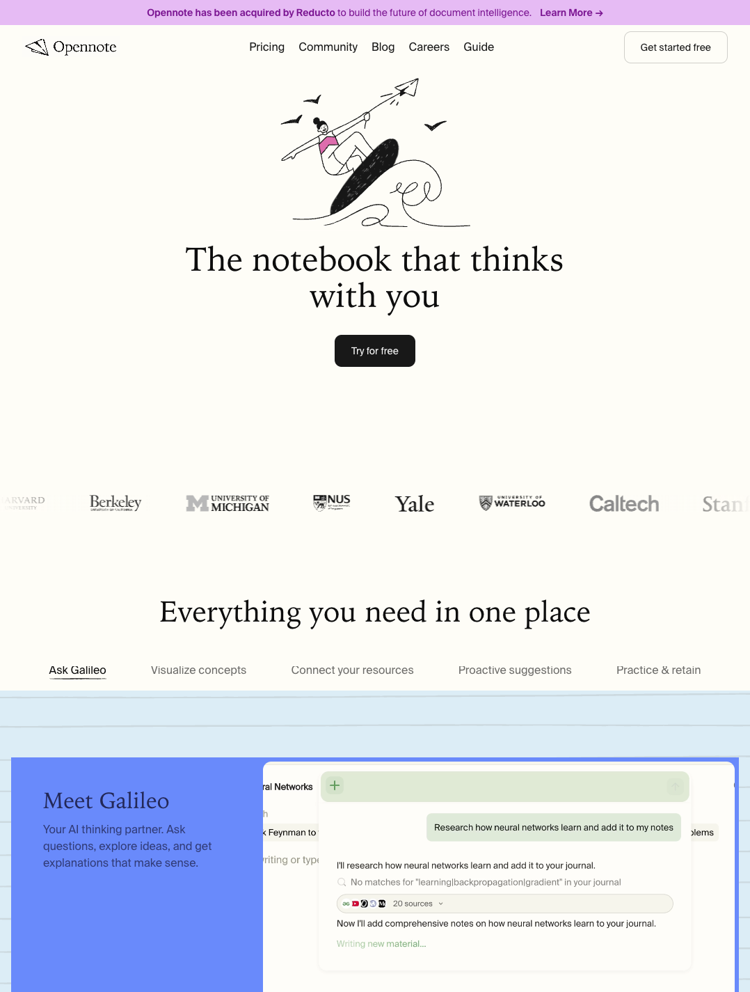 Opennote AI notebook screenshot